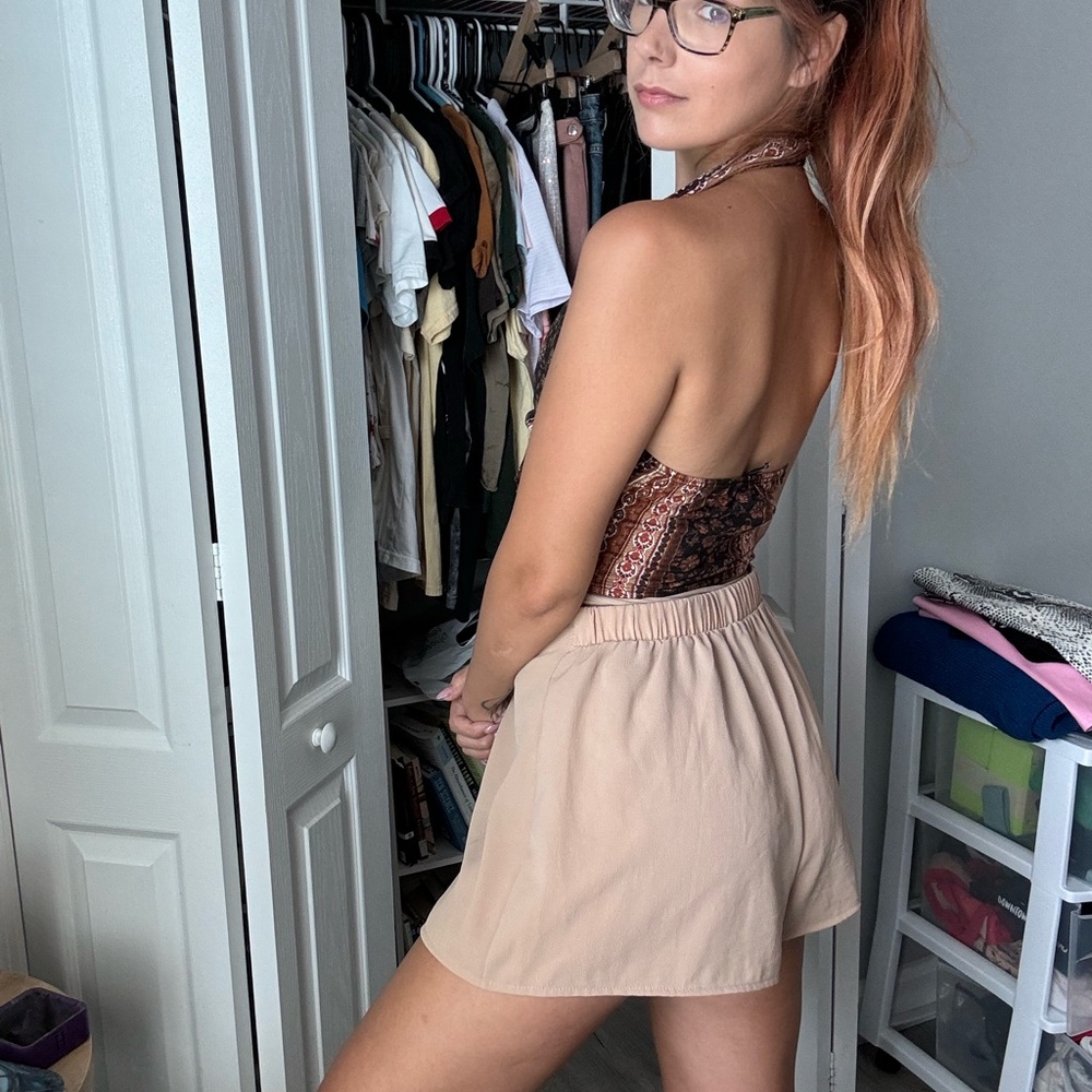 SAND (semi see through) LONG TIE SHORTS (size XS/SM)